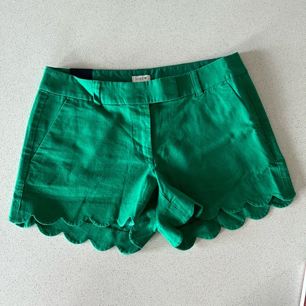 NWT 4” J. Crew Scallop Shorts Green Size 6